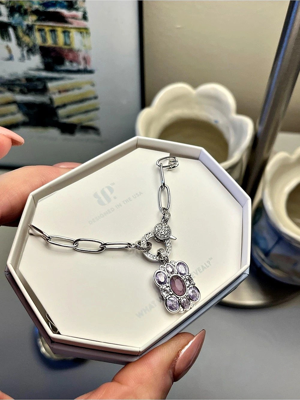 Bomb Party Juliette Necklace in Silver & Purple NWT